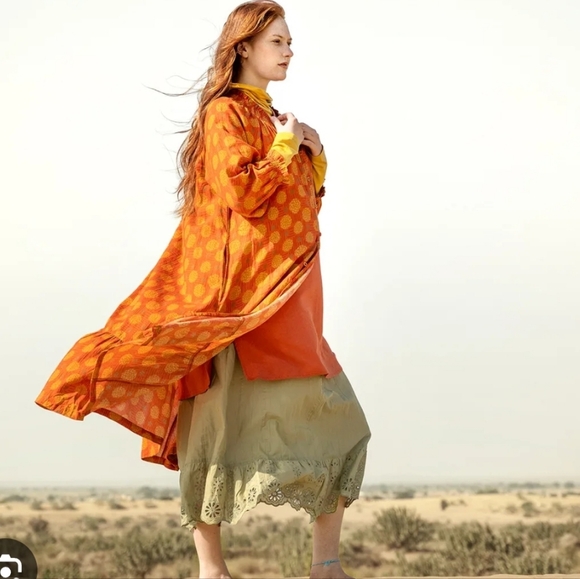 GUDRUN SJODEN KRISTINA layering Boho Orange Pink Festival Women’s Tunic Jacket - Picture 6 of 15